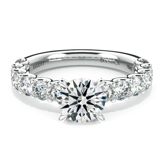 Norme De Danhov Ladies Engagement Ring in 14k White Gold