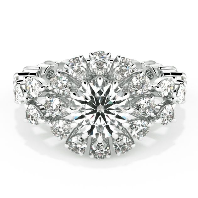 Danhov Classico Grand Diamond Engagement Ring in 14k White Gold