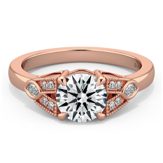Norme de Danhov Estate Diamond Engagement Ring in 18k Rose Gold