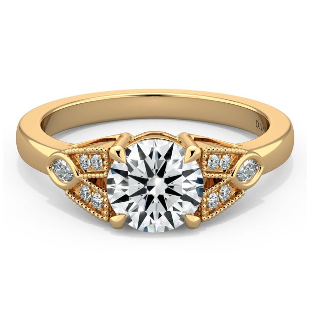 Norme de Danhov Estate Diamond Engagement Ring in 14k Yellow Gold