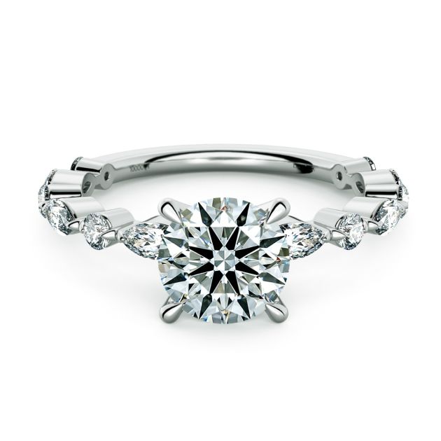 Norme de Danhov Versailles Diamond Engagement Ring in 14k White Gold