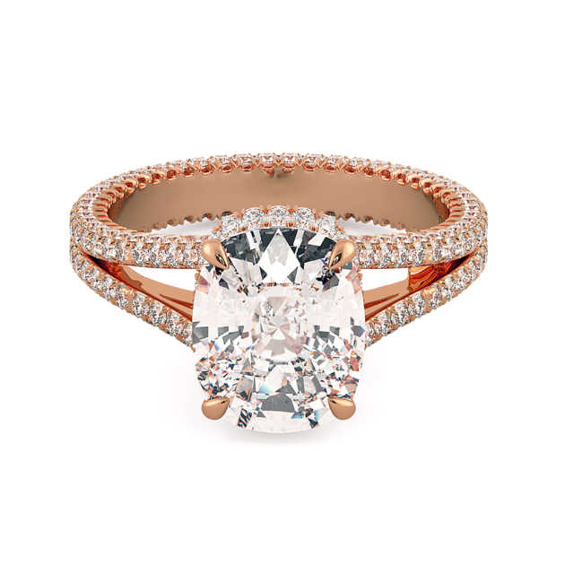 Norme De Danhov Split Shank Diamond Engagement Ring in 18k Rose Gold
