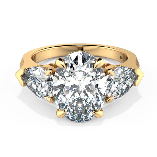 Norme de Danhov Three Stone Engagement Ring in 18k Yellow Gold