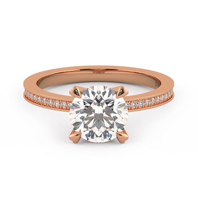 Danhov Classico Round Cut Ladies Engagement Ring in 14k Rose Gold