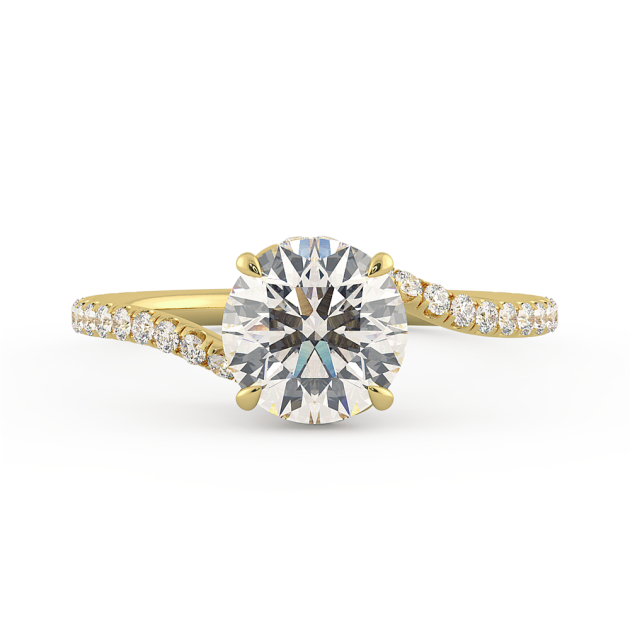 Danhov Abbraccio Swirl Diamond Engagement Ring in 14k Yellow Gold