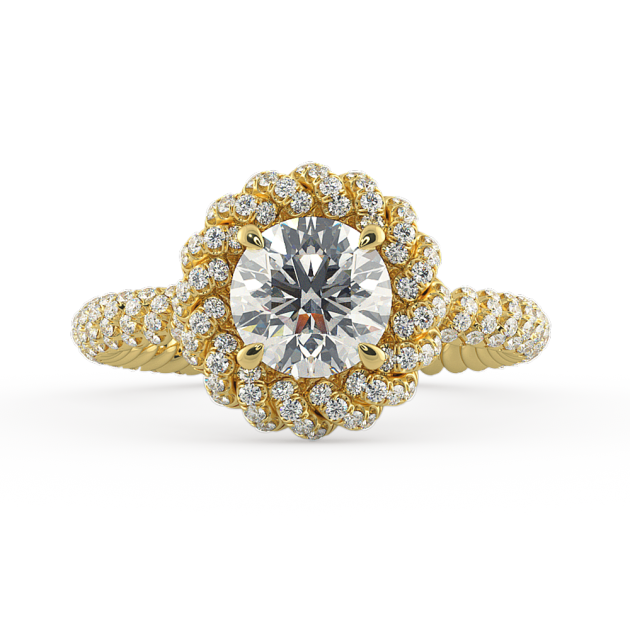 Danhov Eleganza Braided Diamond Engagement Ring in 14k Yellow Gold