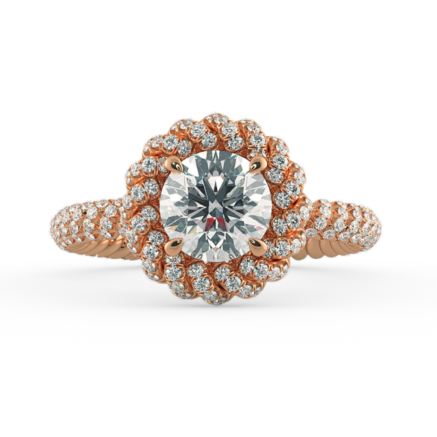 Danhov Eleganza Braided Diamond Engagement Ring in 18k Rose Gold