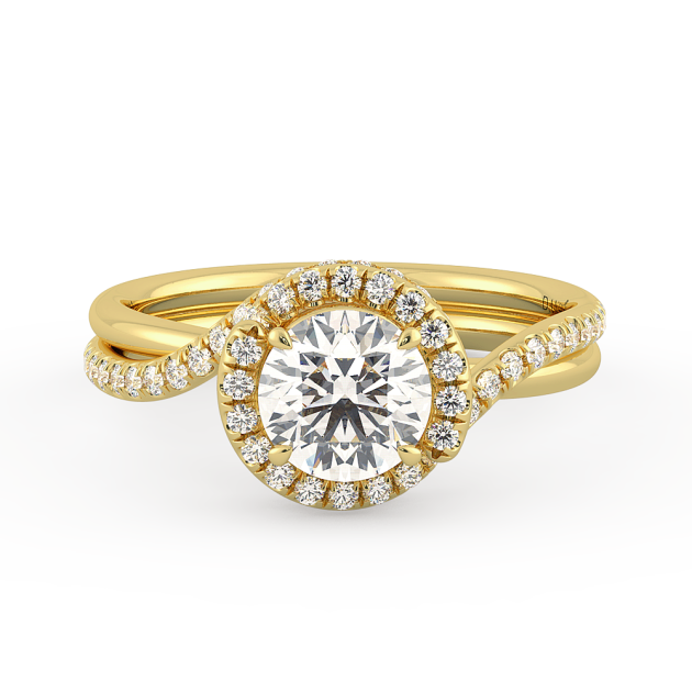 Danhov Abbraccio Double Ring Swirl Engagement Ring in 14k Yellow Gold