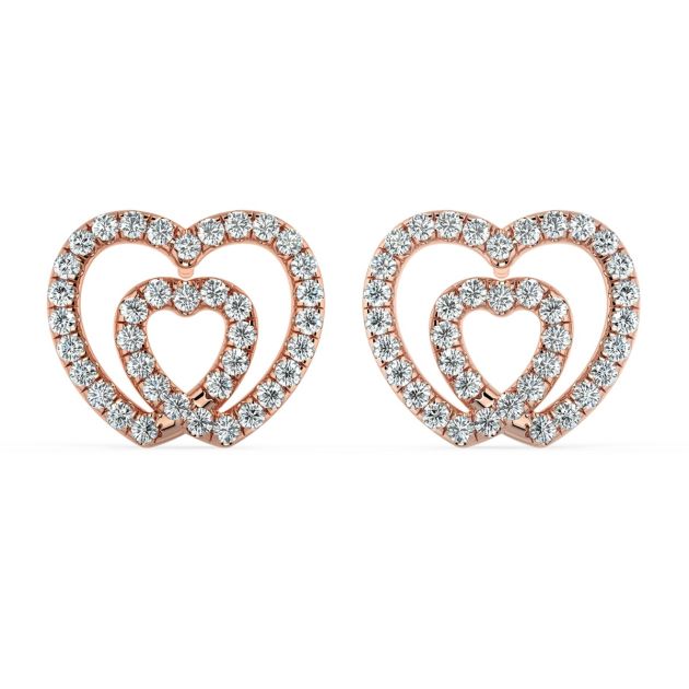 Norme de Danhov Double Heart Diamond Earrings in 14k Rose Gold