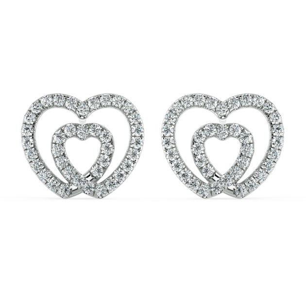 Norme de Danhov Double Heart Diamond Earrings in Platinum