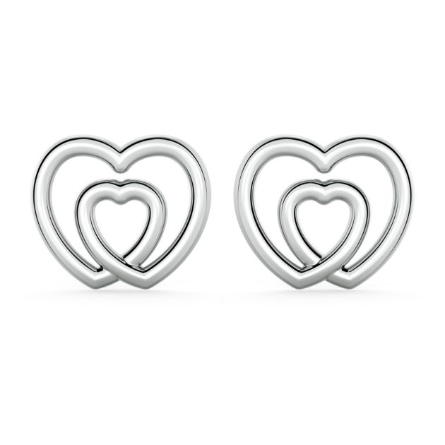 Norme de Danhov Double Heart Earrings in 18k White Gold