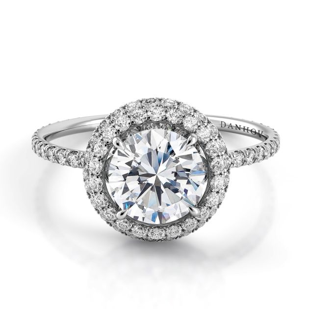 Danhov Solo Filo Diamond Halo Engagement Ring in 14k White Gold