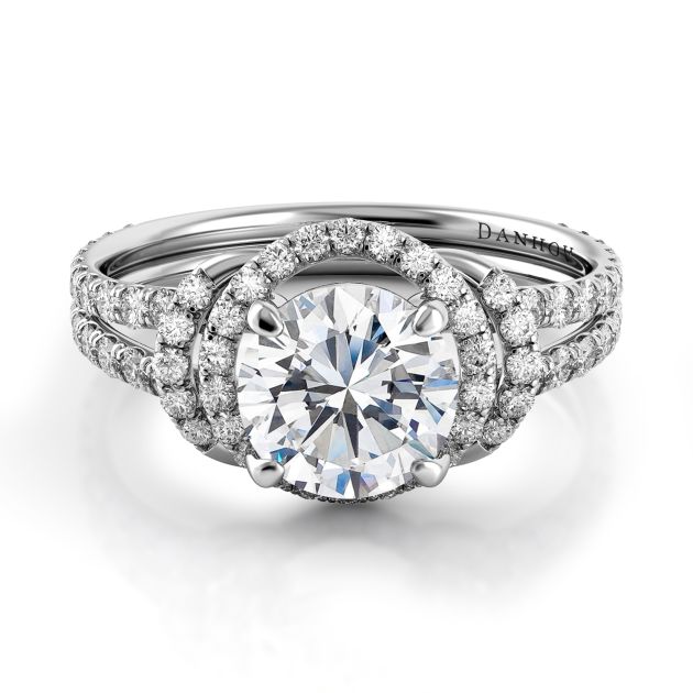 Danhov Solo Filo  Halo Engagement Ring  in 14k White Gold