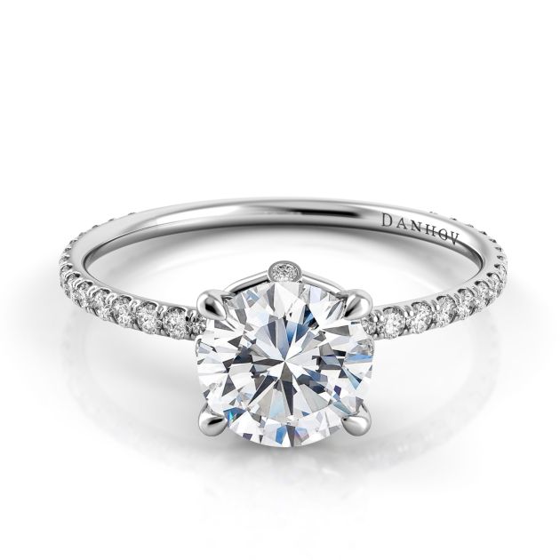 Danhov Solo Filo Diamond Engagement Ring for Women in 14k White Gold