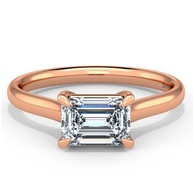 Norme de Danhov Emerald Cut Engagement Ring in 14k Rose Gold