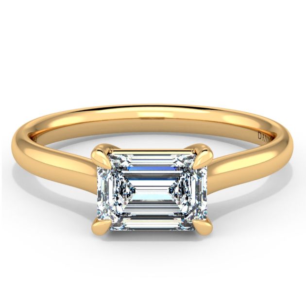 Norme de Danhov Emerald Cut Engagement Ring in 18k Yellow Gold