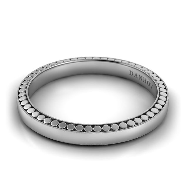 Danhov Tubetto Flat Wedding Band in 14k White Gold