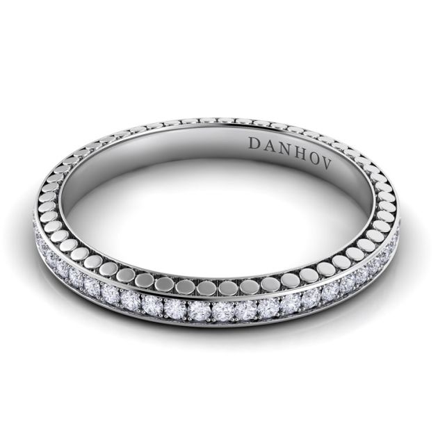 Danhov Tubetto Diamond Wedding Band for Women in 14k White Gold