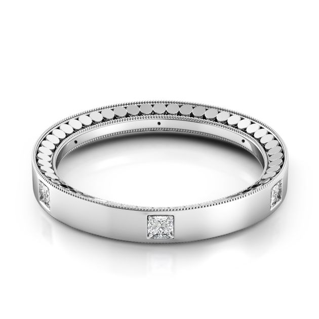 Danhov Tubetto Domed Diamond Wedding Band in 14k White Gold