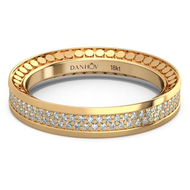 Danhov Tubetto Diamond Wedding Ring in 14k Yelow Gold