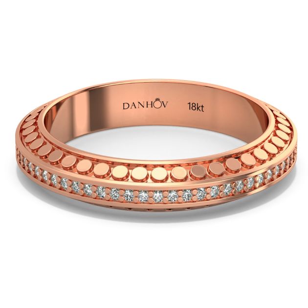Danhov Tubetto Diamond Wedding Ring in 14Kt Rose Gold 