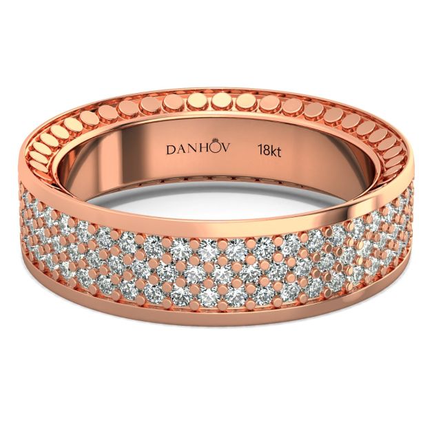 Danhov Tubetto Diamond Wedding Ring in 18Kt Rose Gold 