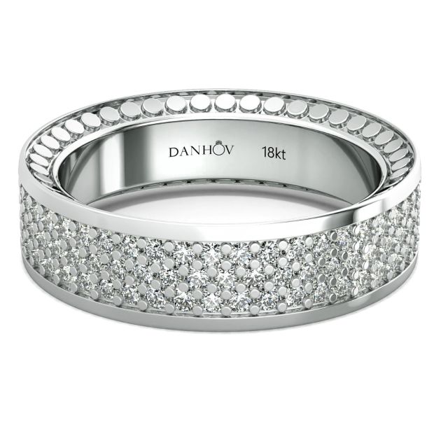 Danhov Tubetto Diamond Wedding Ring in 18Kt White Gold 