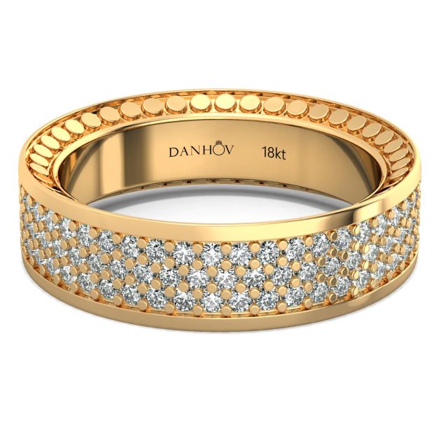 Danhov Tubetto Diamond Wedding Ring in 14Kt Yellow Gold 
