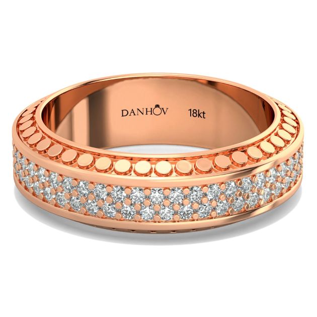Danhov Tubetto Diamond Wedding Ring in 14Kt Rose Gold 