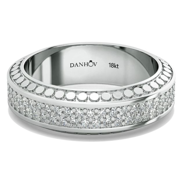 Danhov Tubetto Diamond Wedding Ring in 14Kt White Gold 
