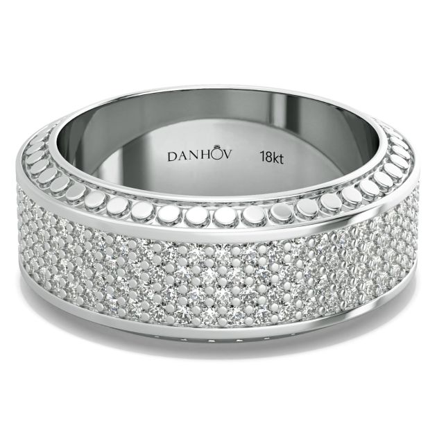 Danhov Tubetto Diamond Wedding Ring in 18KT White Gold 