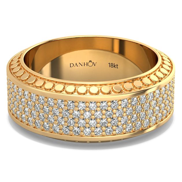 Danhov Tubetto Diamond Wedding Ring in 18Kt Yellow Gold 
