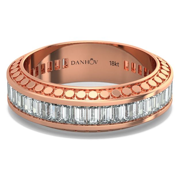 Danhov Tubetto Diamond Wedding Ring in 14 Rose Gold