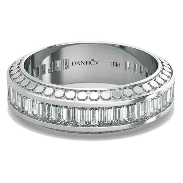 Danhov Tubetto Diamond Wedding Ring in 14 White Gold