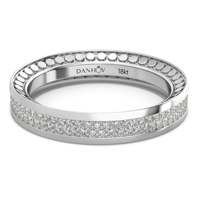 Danhov Tubetto Diamond Wedding Ring in 14k White Gold