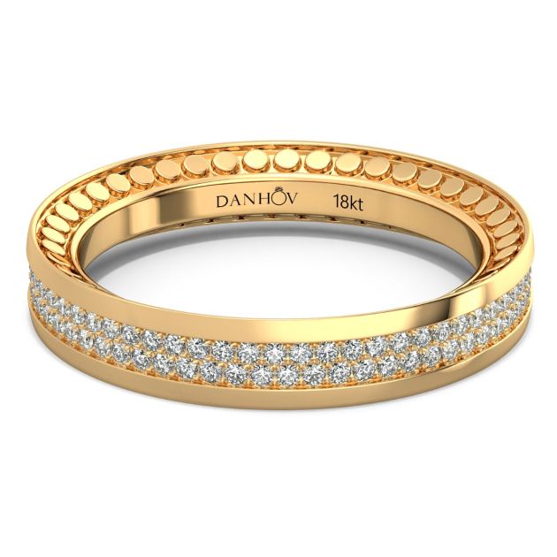 Danhov Tubetto Diamond Wedding Ring in 14Kt Yellow Gold 
