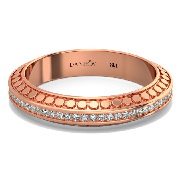 Danhov Tubetto Diamond Wedding Ring in 18k Rose Gold