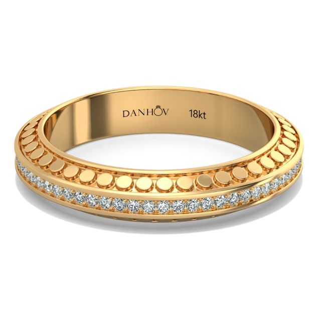 Danhov Tubetto Diamond Wedding Ring in 18Kt Yellow Gold 