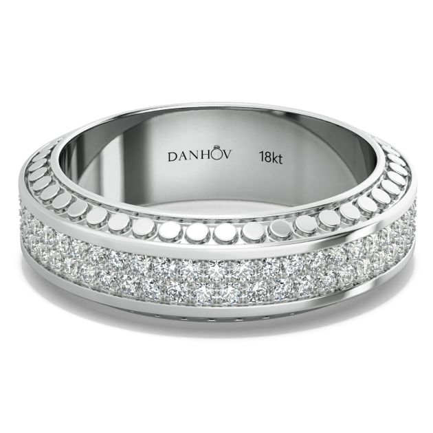 Danhov Tubetto Diamond Wedding Ring in 14k White Gold