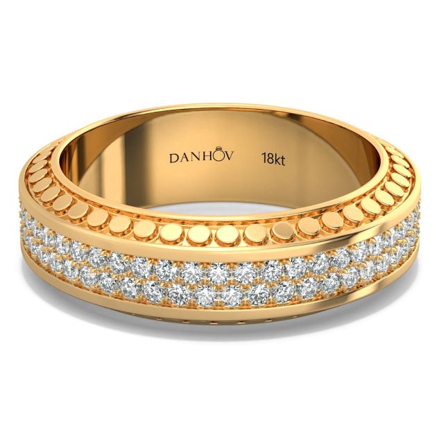 Danhov Tubetto Diamond Wedding Ring in 14k Yellow Gold