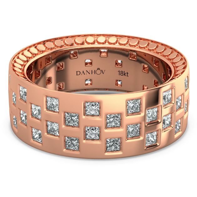 Danhov Tubetto Diamond Wedding Ring in 18Kt Rose Gold 