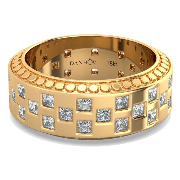 Danhov Tubetto Diamond Wedding Ring in 18kt Yellow Gold  