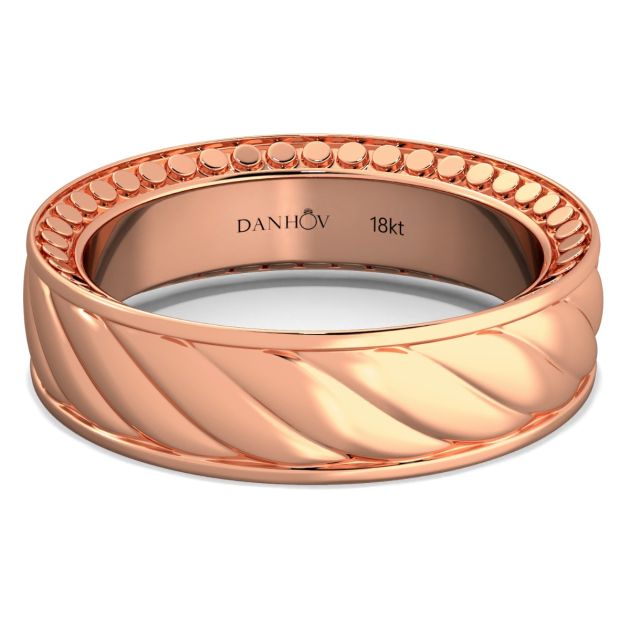 Danhov Tubetto Diamond Wedding Ring in 14Kt Rose Gold 