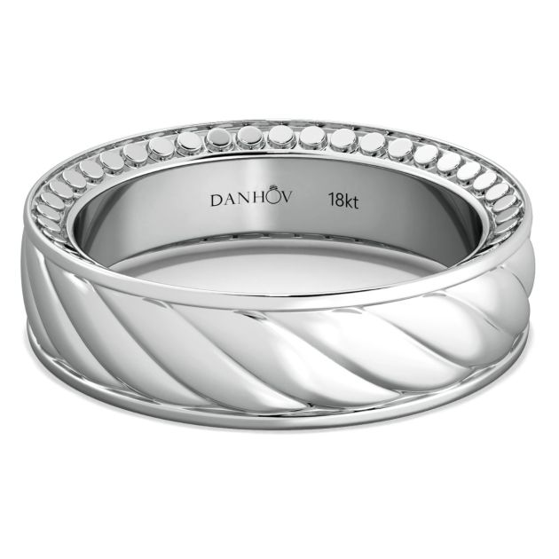 Danhov Tubetto Diamond Wedding Ring in 18Kt White Gold 