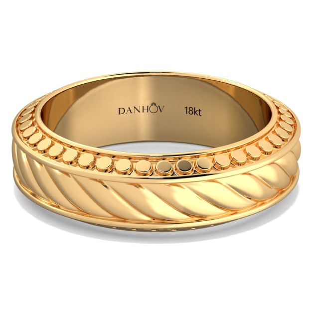 Danhov Tubetto Diamond Wedding Ring in 14Kt Yellow Gold 