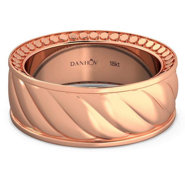 Danhov Tubetto Diamond Wedding Ring in 14Kt Rose Gold 
