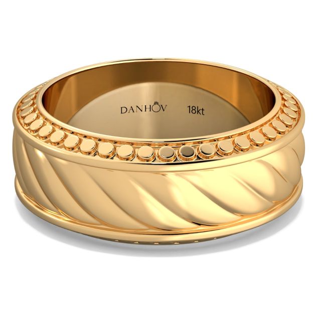 Danhov Tubetto Diamond Wedding Ring in 18Kt Yellow Gold 