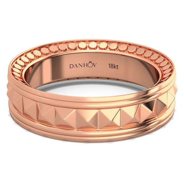 Danhov Tubetto Diamond Wedding Ring in 14Kt Rose Gold 