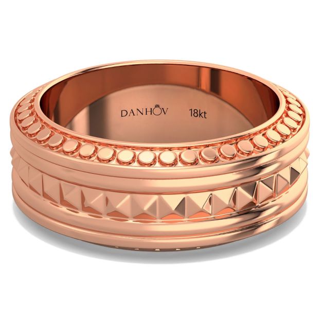 Danhov Tubetto Diamond Wedding Ring in 14Kt Rose Gold 
