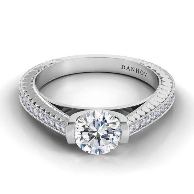 Danhov Tubetto Elegant Engagement Ring in 14k White Gold